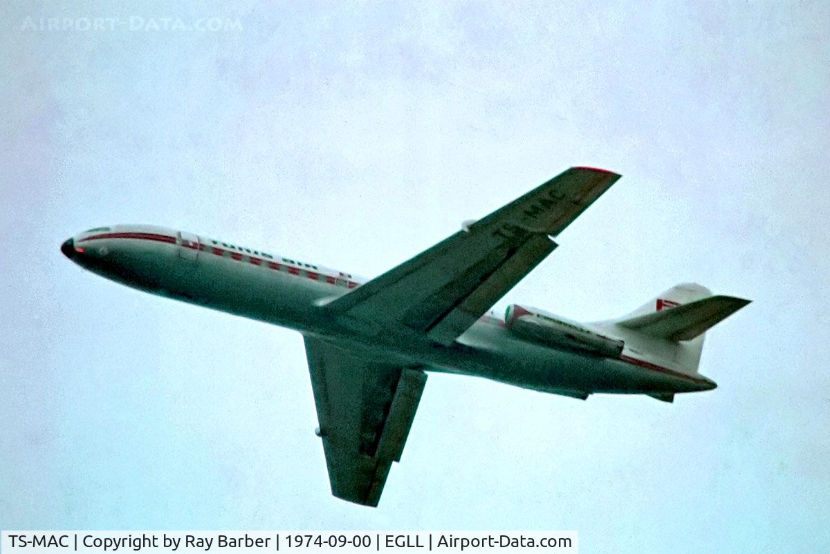 TS-MAC, 1966 Sud Aviation SE-210 Caravelle III C/N 207, TS-MAC   Sud Aviation SE-210 Caravelle III [207] (Tunis Air) Home~G @ 09/1974