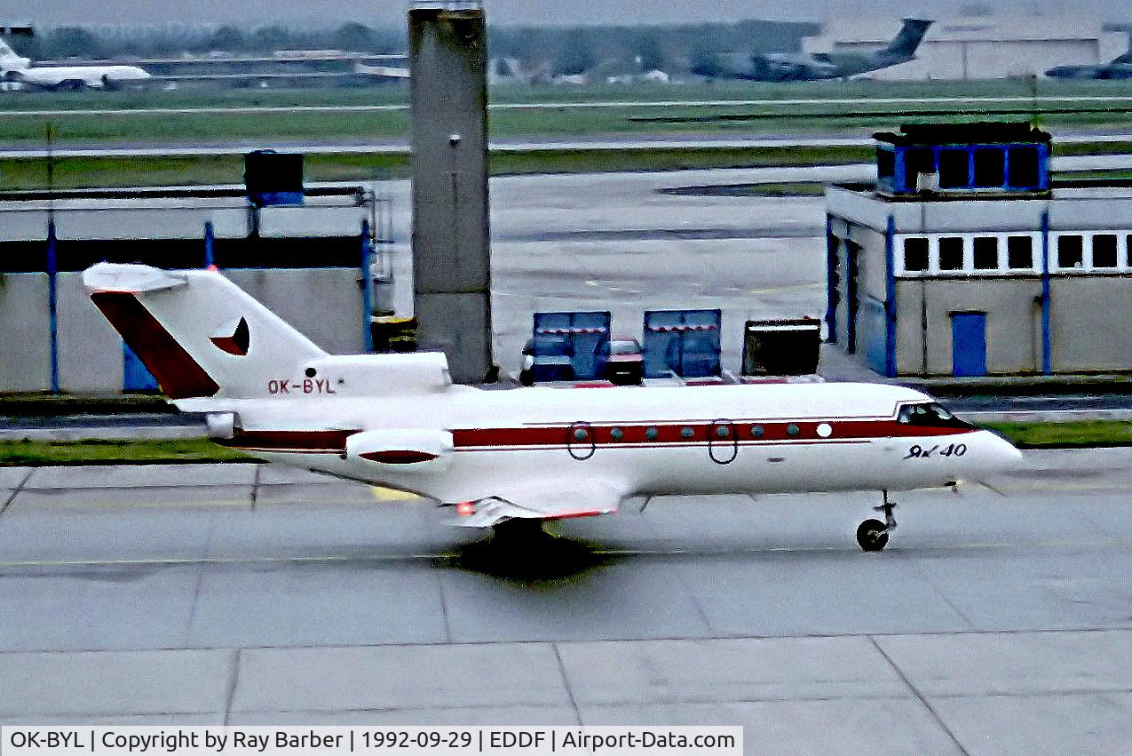 OK-BYL, 1972 Yakovlev Yak-40 C/N 9940560, OK-BYL   Yakovlev Yak-40 S2 [9940560] (Government of Czechoslovakia) Frankfurt Int'l 29/09/1992