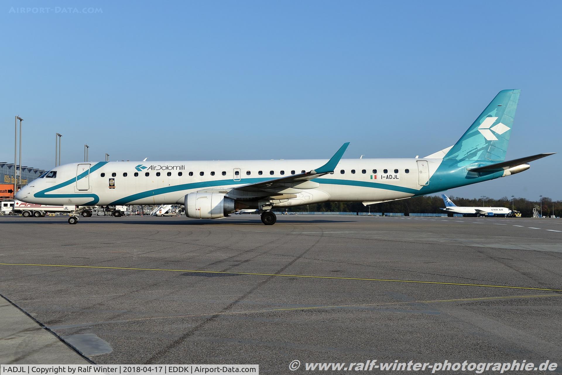 I-ADJL, 2009 Embraer 195LR (ERJ-190-200LR) C/N 19000256, Embraer ERJ-195LR 190-200LR - EN DLA Air Dolomiti 'Nabucco di Giuseppe Verdi'  - 19000256 - I-ADJL - 17.04.2018 - CGN