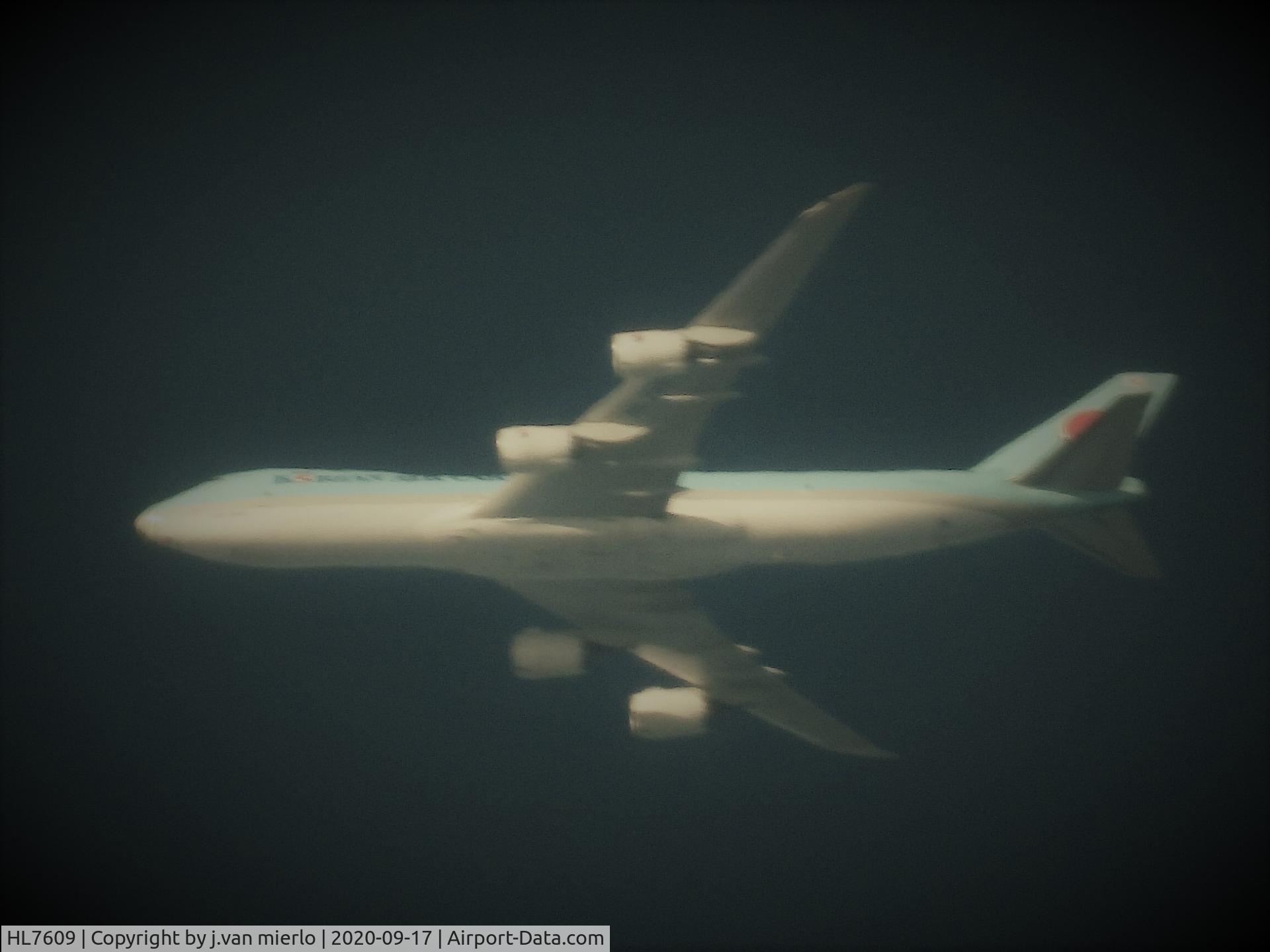HL7609, 2012 Boeing 747-8HT/F C/N 37132, Cruising over Belgium
