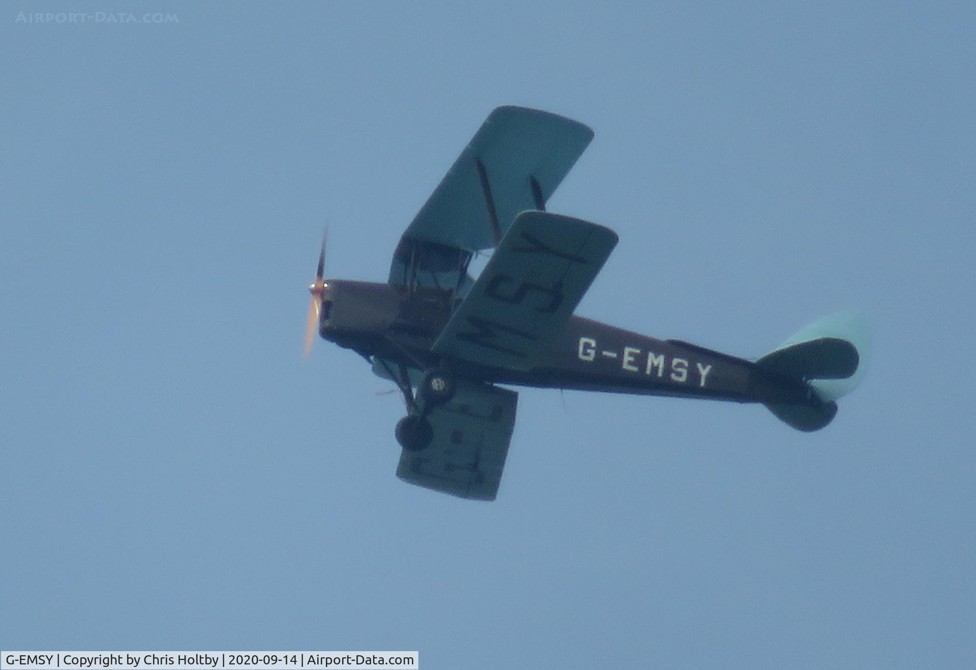 G-EMSY, 1940 De Havilland DH-82A Tiger Moth II C/N 83666, Tiger Moth flying past the beautiful Lower Slaughter Countryside Inn...