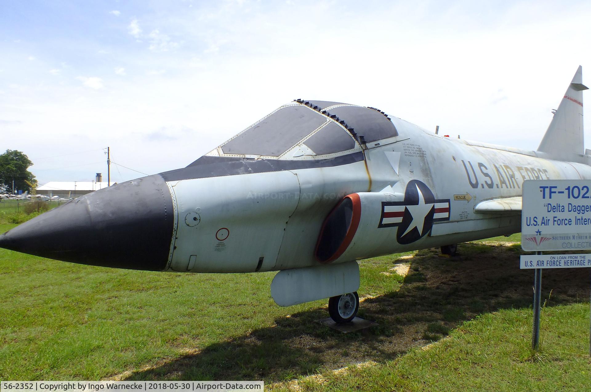 56-2352, 1956 Convair TF-102A Delta Dagger C/N Not found 56-2352, Convair TF-102A Delta Dagger at the Southern Museum of Flight, Birmingham AL