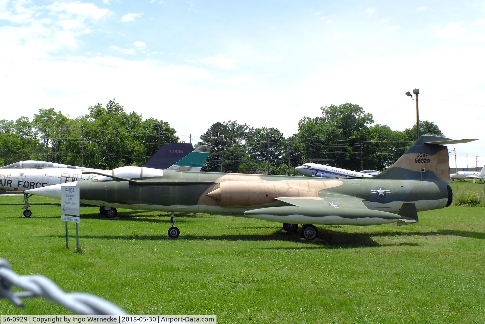 56-0929, 1956 Lockheed F-104C Starfighter C/N 383-1217, Lockheed F-104C Starfighter at the Southern Museum of Flight, Birmingham AL