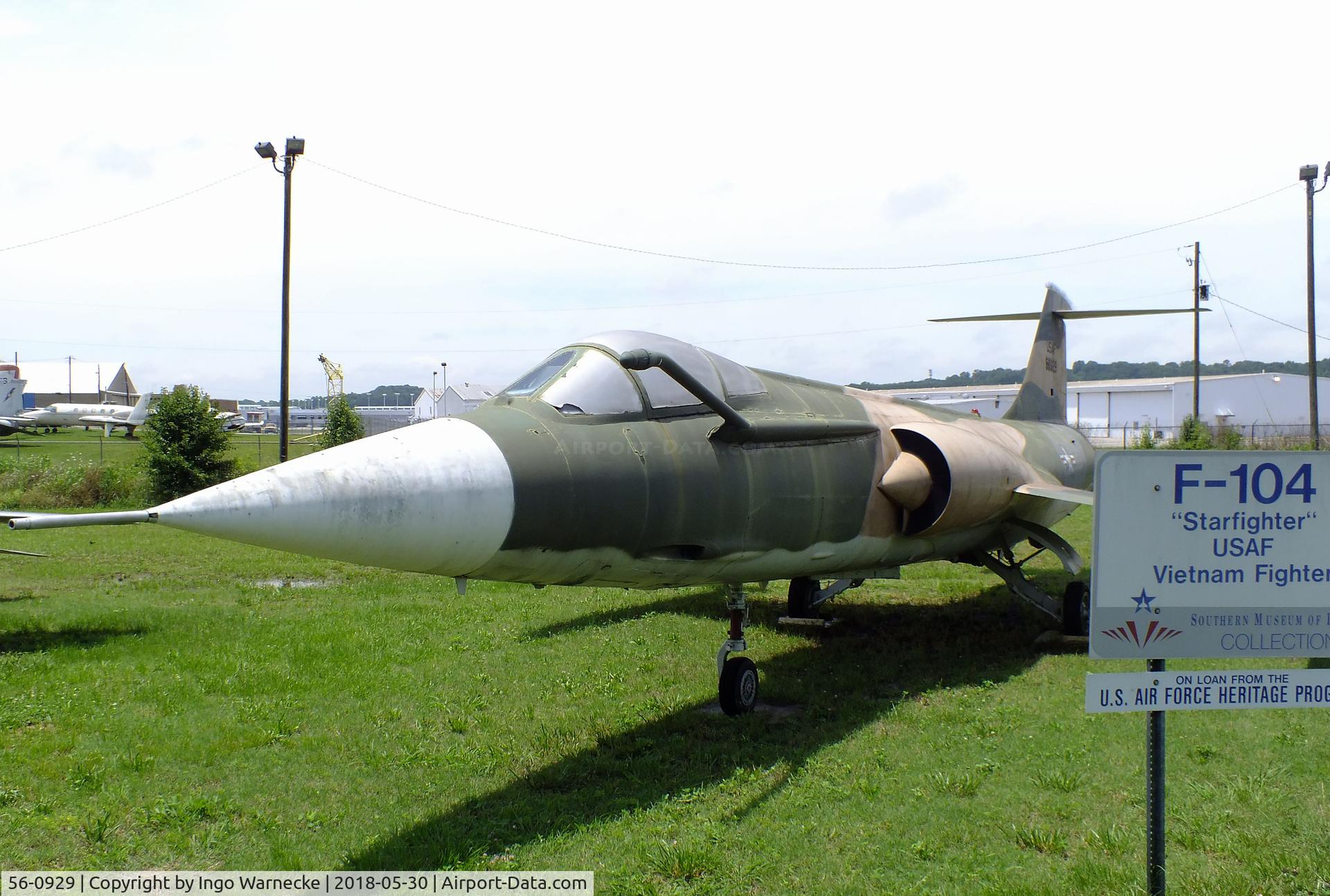 56-0929, 1956 Lockheed F-104C Starfighter C/N 383-1217, Lockheed F-104C Starfighter at the Southern Museum of Flight, Birmingham AL