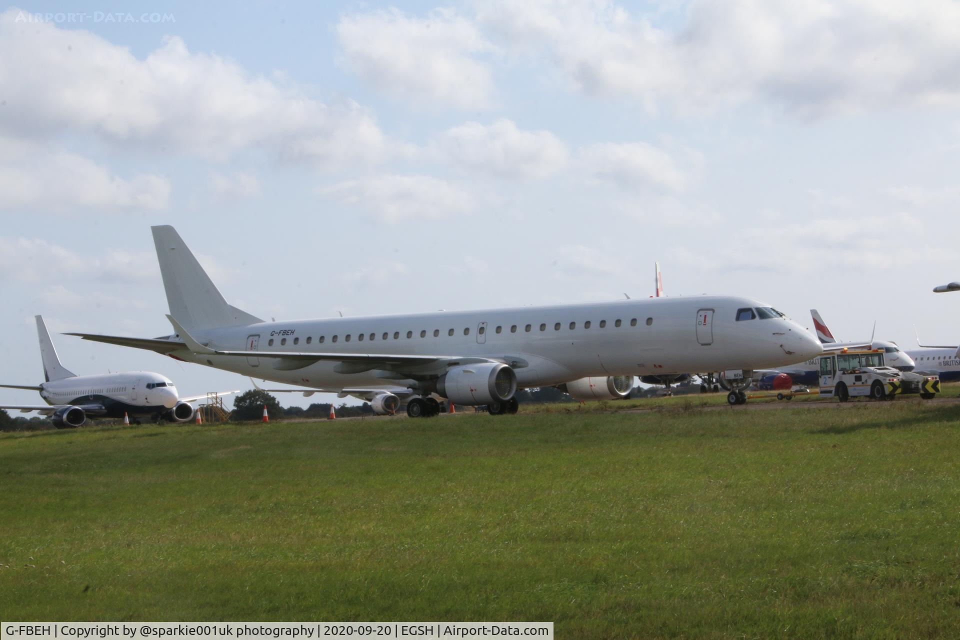 G-FBEH, 2007 Embraer 195LR (ERJ-190-200LR) C/N 19000128, Seen being towed North Side at NWI