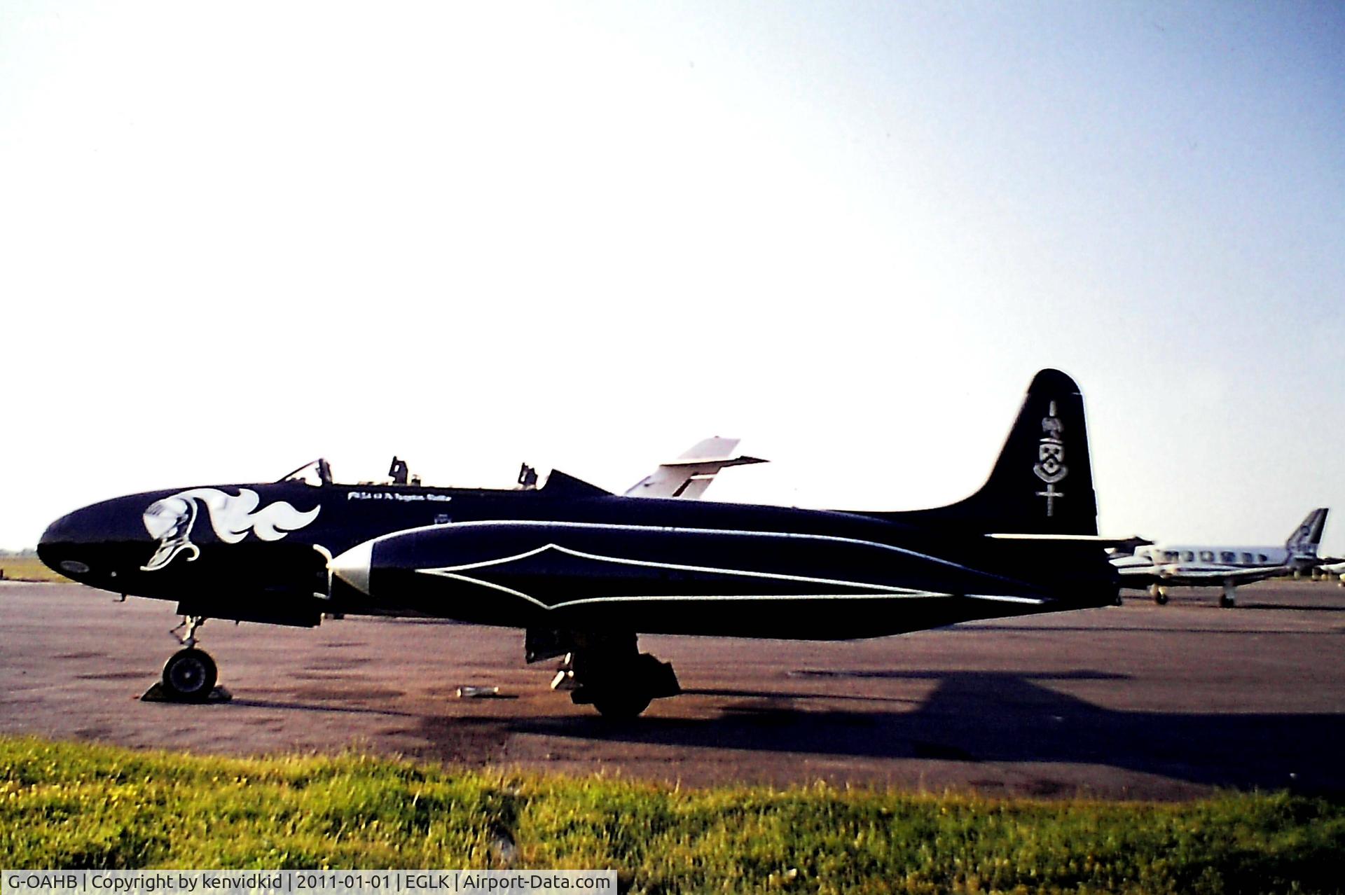 G-OAHB, 1954 Canadair CT-133 Silver Star 3 C/N T33-261, At Blackbushe circa 1974.