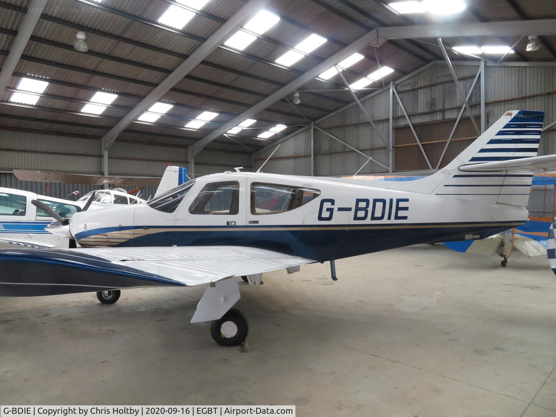 G-BDIE, 1975 Rockwell International 112 Commander C/N 342, In the hangar at Turweston, Bucks