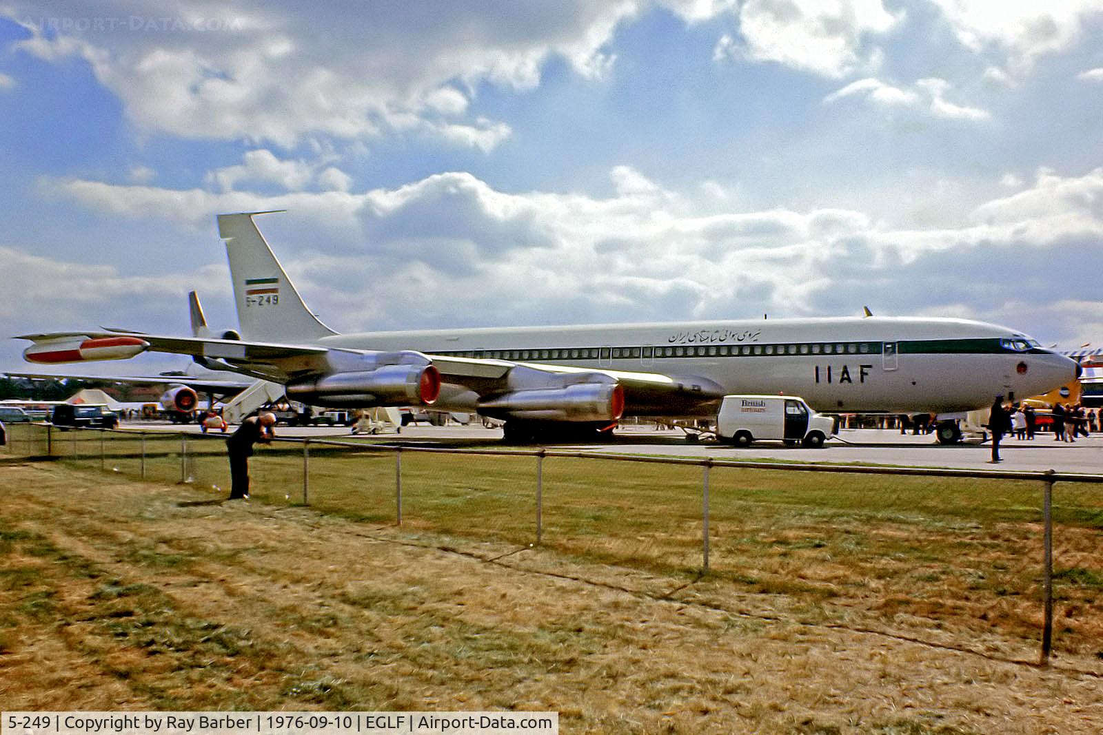 5-249, Boeing 707-3J9(C) C/N 21125, 5-249   Boeing 707-3J9C [21125] (Iranian Air Force) Farnborough~G 10/09/1976