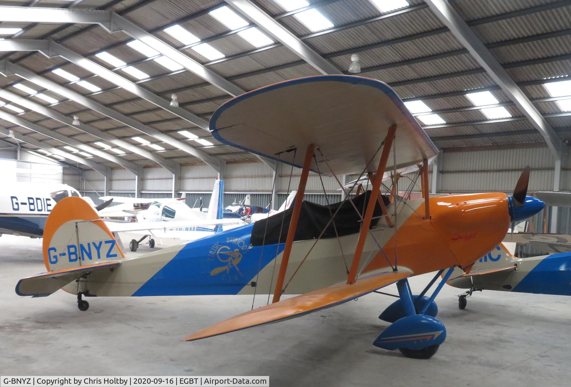 G-BNYZ, 1946 Stampe-Vertongen SV-4C C/N 200, 1946 Stampe in the hangar at Turweston, Bucks.