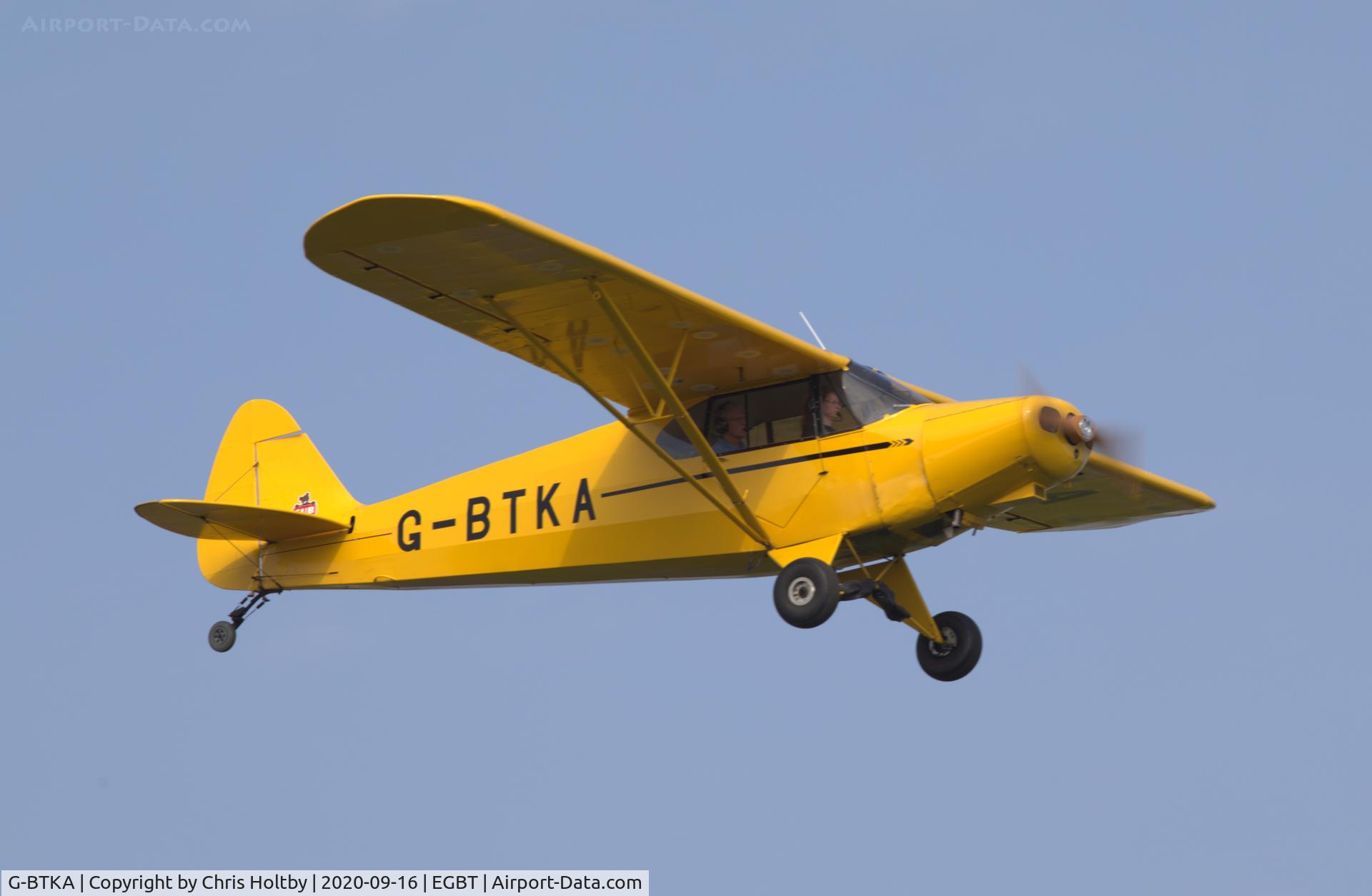 G-BTKA, 1941 Piper J5A Cub Cruiser C/N 5954, Just taken off from Turweston airfield, Bucks.