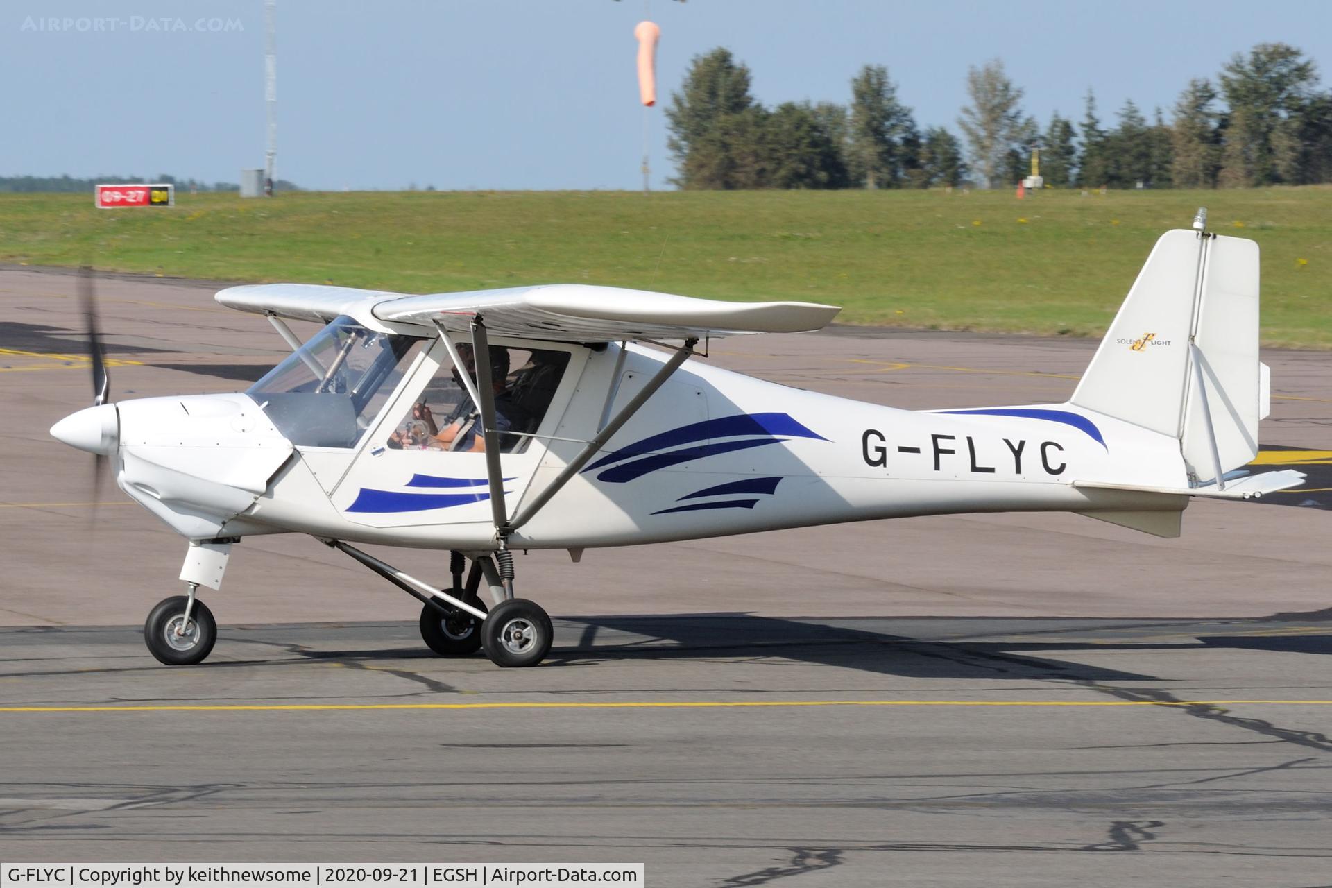 G-FLYC, 2005 Comco Ikarus C42 FB100 C/N 0503-6656, Arriving at Norwich.