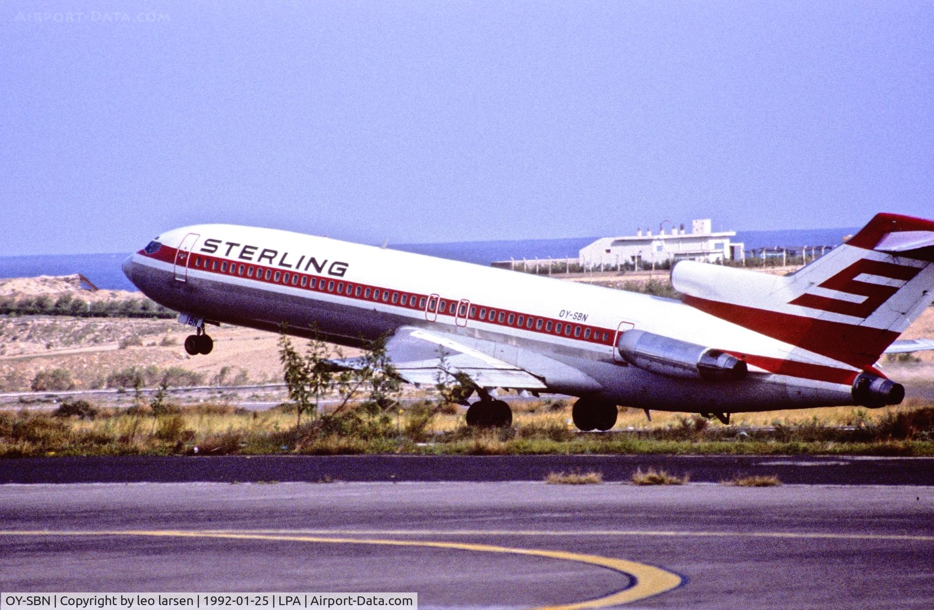 OY-SBN, 1981 Boeing 727-2B7 C/N 22163, Las Palmas Take off 25.1.1992