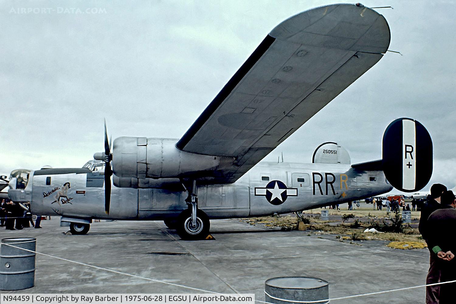 N94459, 1944 Consolidated B-24J Liberator C/N 1567, N94459   (250551) Consolidated-Fort Worth B-24J Liberator [1567] (Ex United States Air Force / Military Aircraft Restoration Group) Duxford~G 28/06/1975