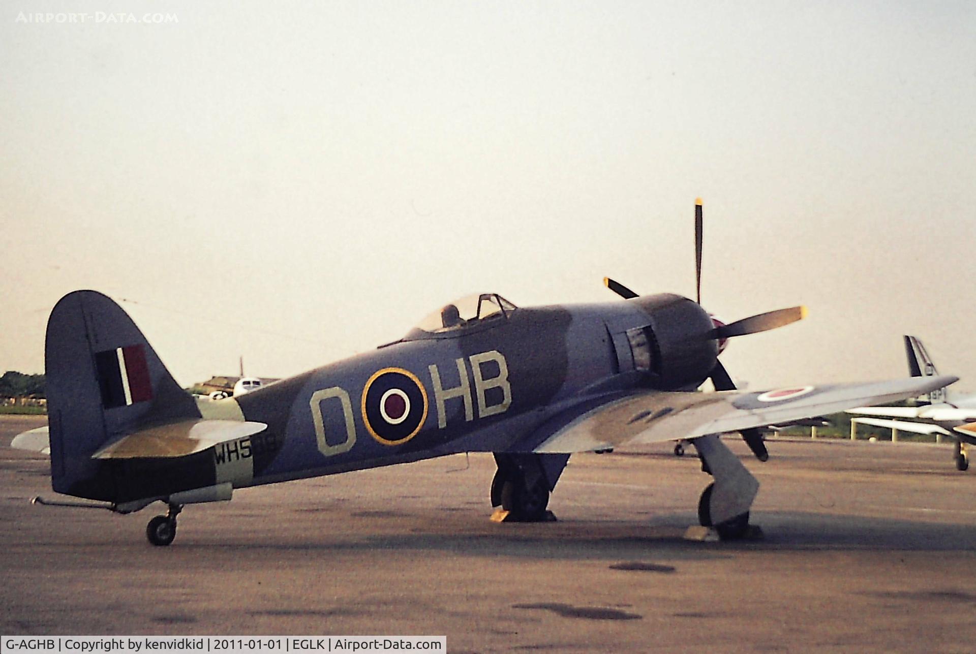 G-AGHB, 1952 Hawker Sea Fury FB. Mk 11 C/N 41H/636336, At Blackbushe mid 1970's.