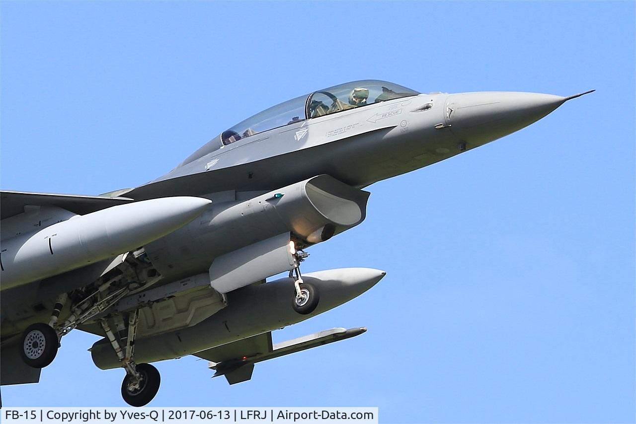 FB-15, General Dynamics F-16BM Fighting Falcon C/N 6J-15, General Dynamics F-16BM Fighting Falcon, On final rwy 08, Landivisiau Naval Air Base (LFRJ) Tiger Meet 2017