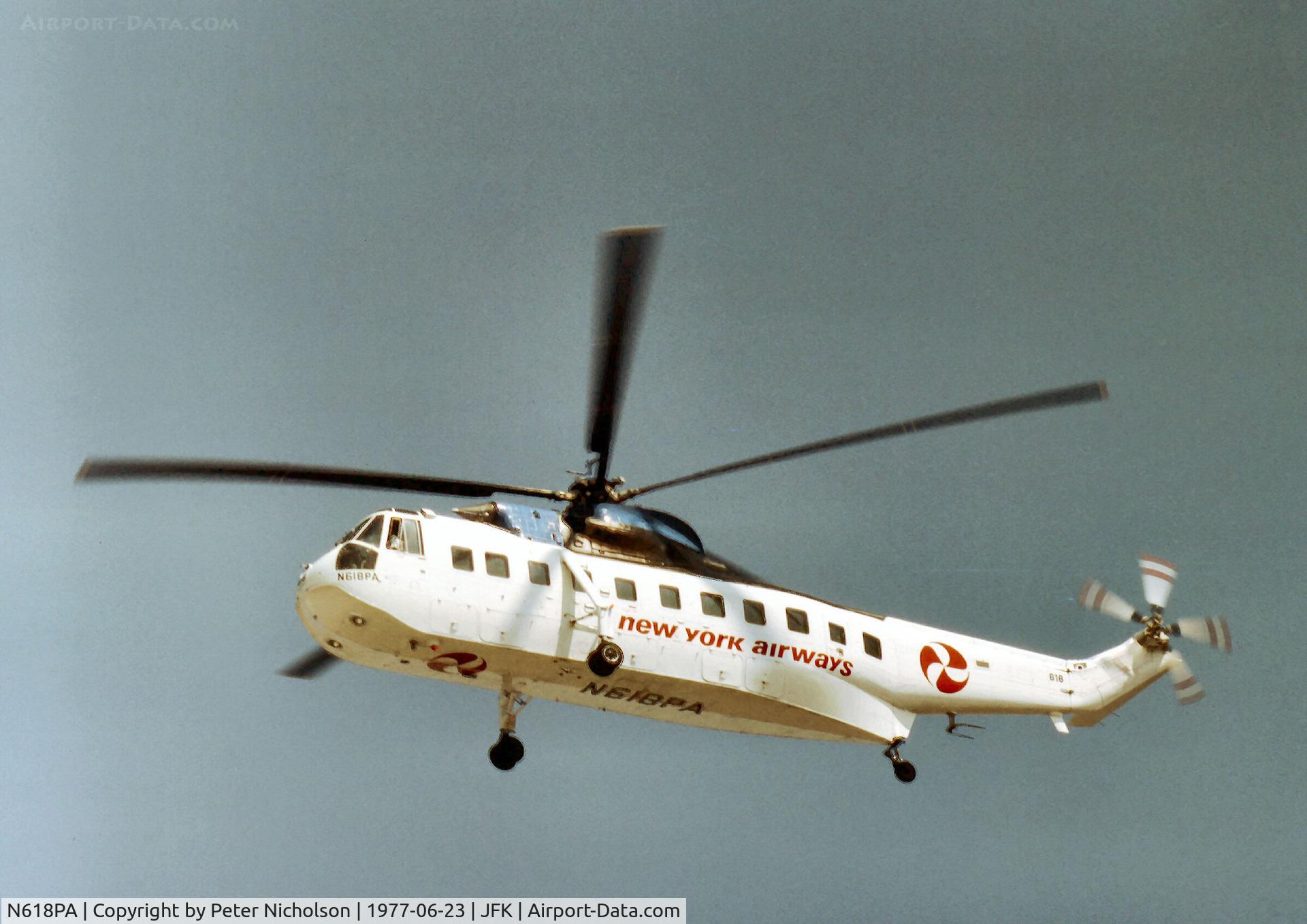 N618PA, 1968 Sikorsky S-61L C/N 61426, S-61L of New York Airways operating from JF Kennedy in the Summer of 1977.