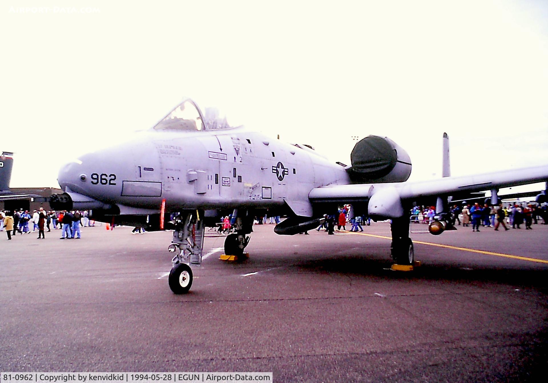 81-0962, 1981 Fairchild Republic A-10A Thunderbolt II C/N A10-0657, At Air Fete 1994.
