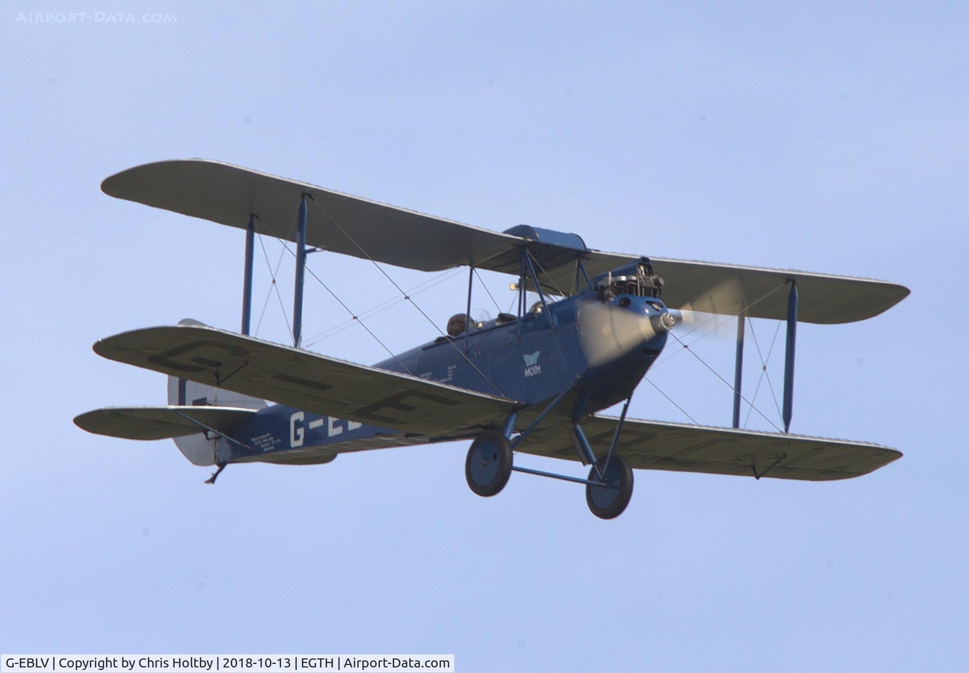 G-EBLV, 1925 De Havilland DH-60 Moth C/N 188, 1925 Cirrus Moth takes to the air at Old Warden, Beds.