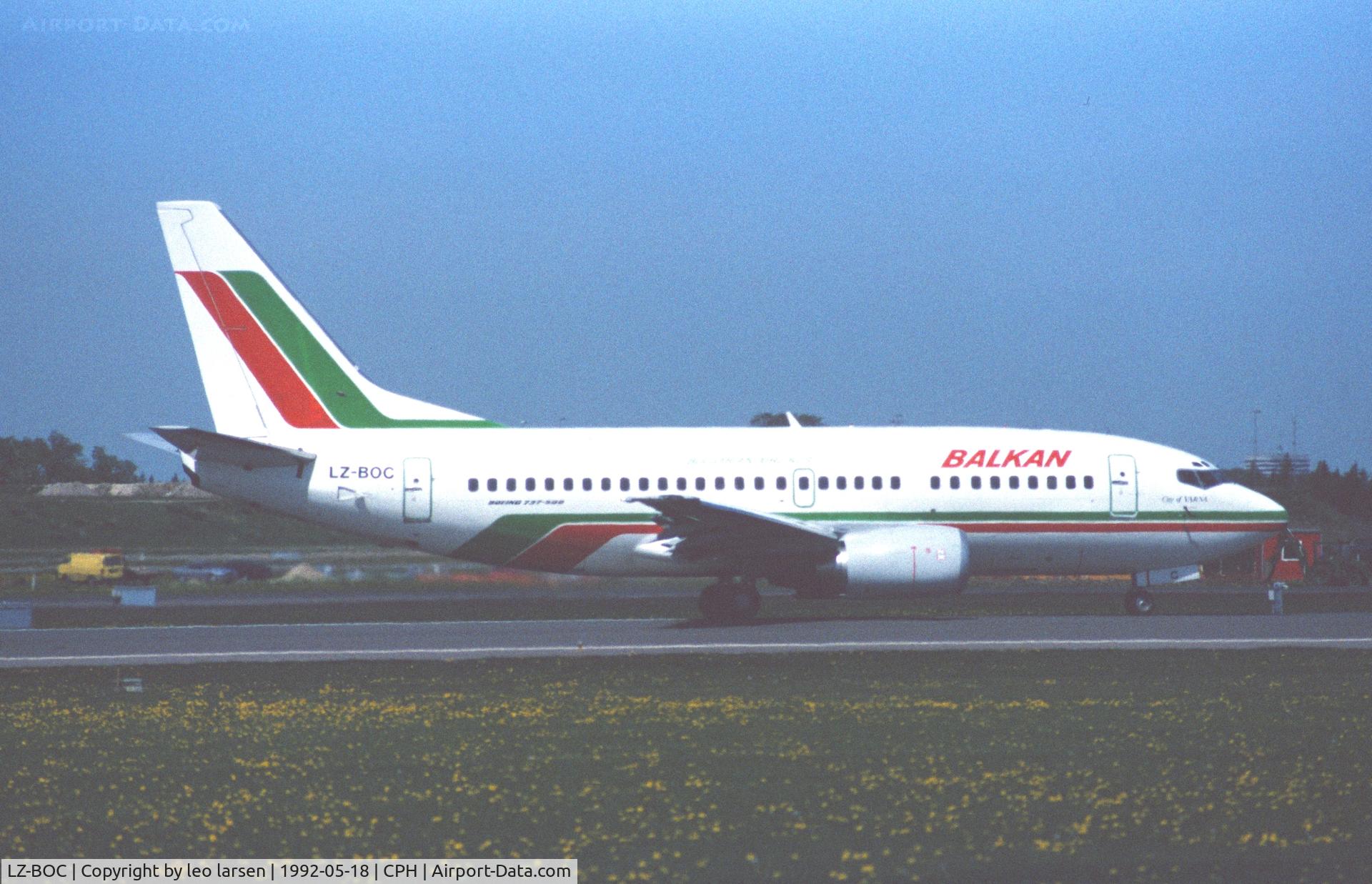 LZ-BOC, 1991 Boeing 737-53A C/N 25425, Copenhagen 18.5.1992