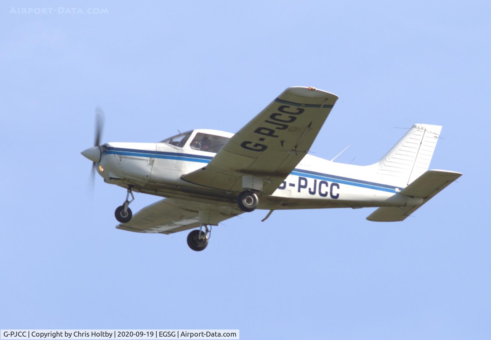 G-PJCC, 1988 Piper PA-28-161 Cherokee Warrior II C/N 2816043, Just taken off from Stapleford Tawney airfield in Essex