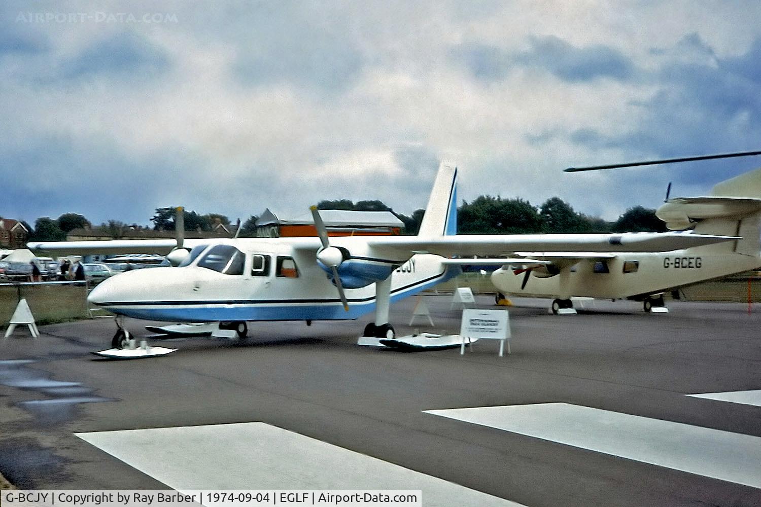 G-BCJY, 1974 Britten-Norman BN-2A-21 Islander C/N 392, G-BCJY   Britten-Norman BN-2A-23 Islander [0392] (Britten-Norman) Farnborough~G 04/09/1974