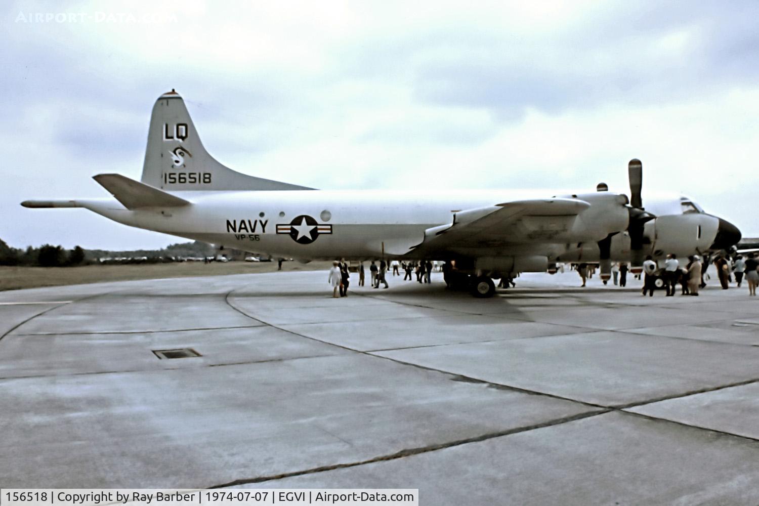 156518, 1969 Lockheed P-3C-110-LO Orion C/N 285A-5512, 156518   Lockheed P-3C Orion [5512] (United States Navy) RAF Greenham Common~G 07/07/1974