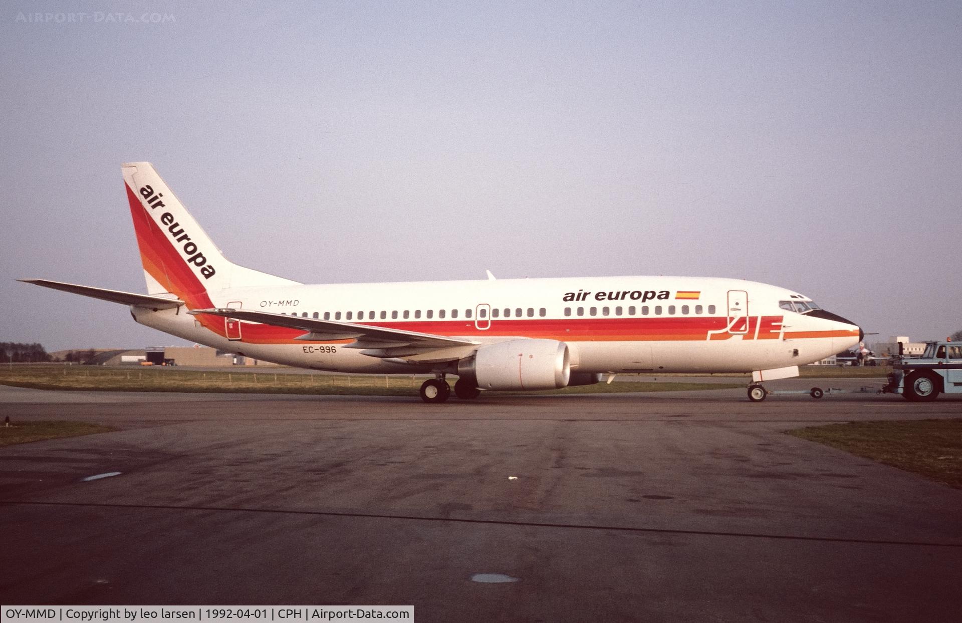 OY-MMD, 1989 Boeing 737-3L9 C/N 24569, Copenhagen 1.4.1992