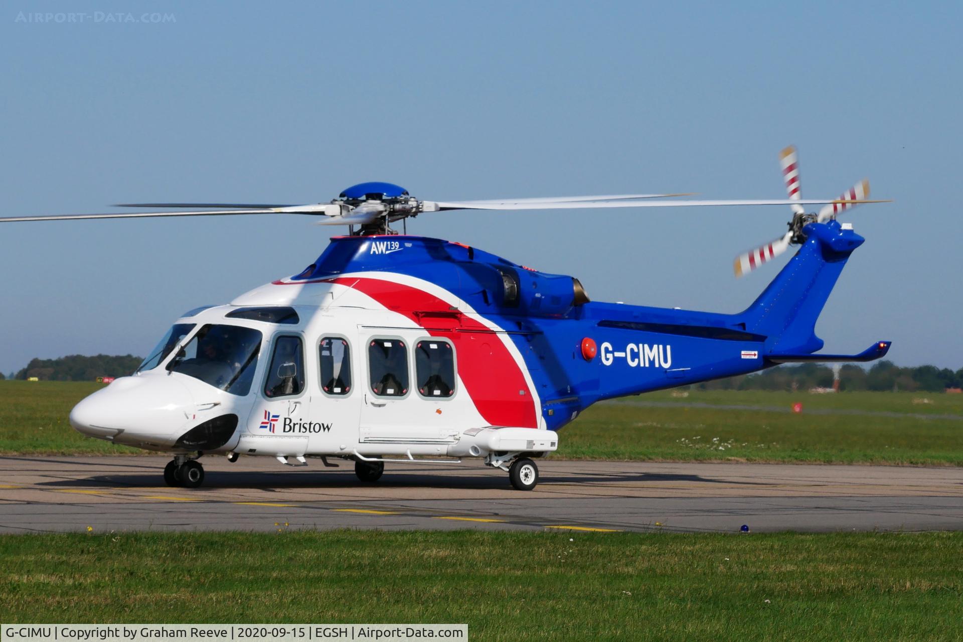 G-CIMU, 2015 AgustaWestland AW-139 C/N 31583, Departing from Norwich.