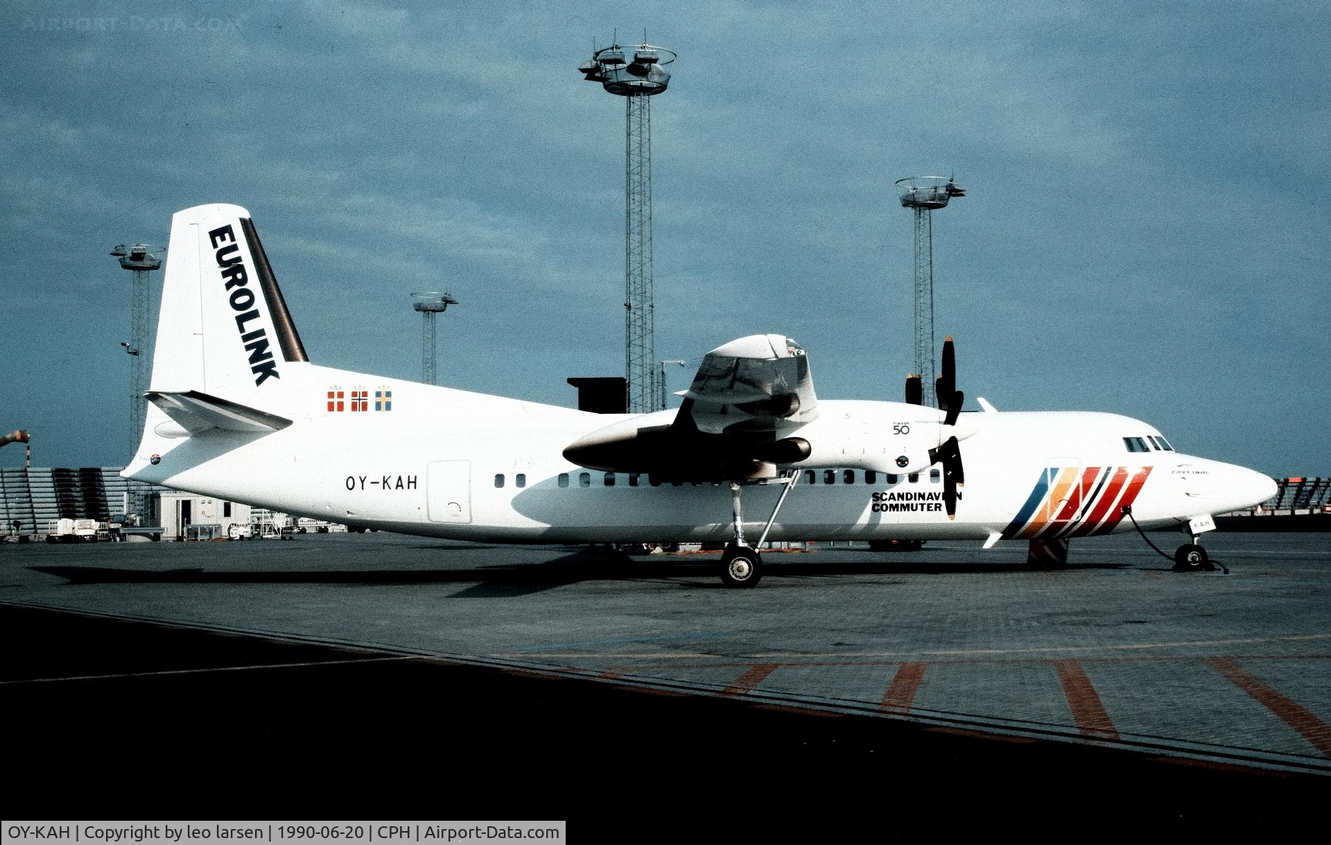 OY-KAH, 1990 Fokker 50 C/N 20186, Copenhagen 20.6.1990