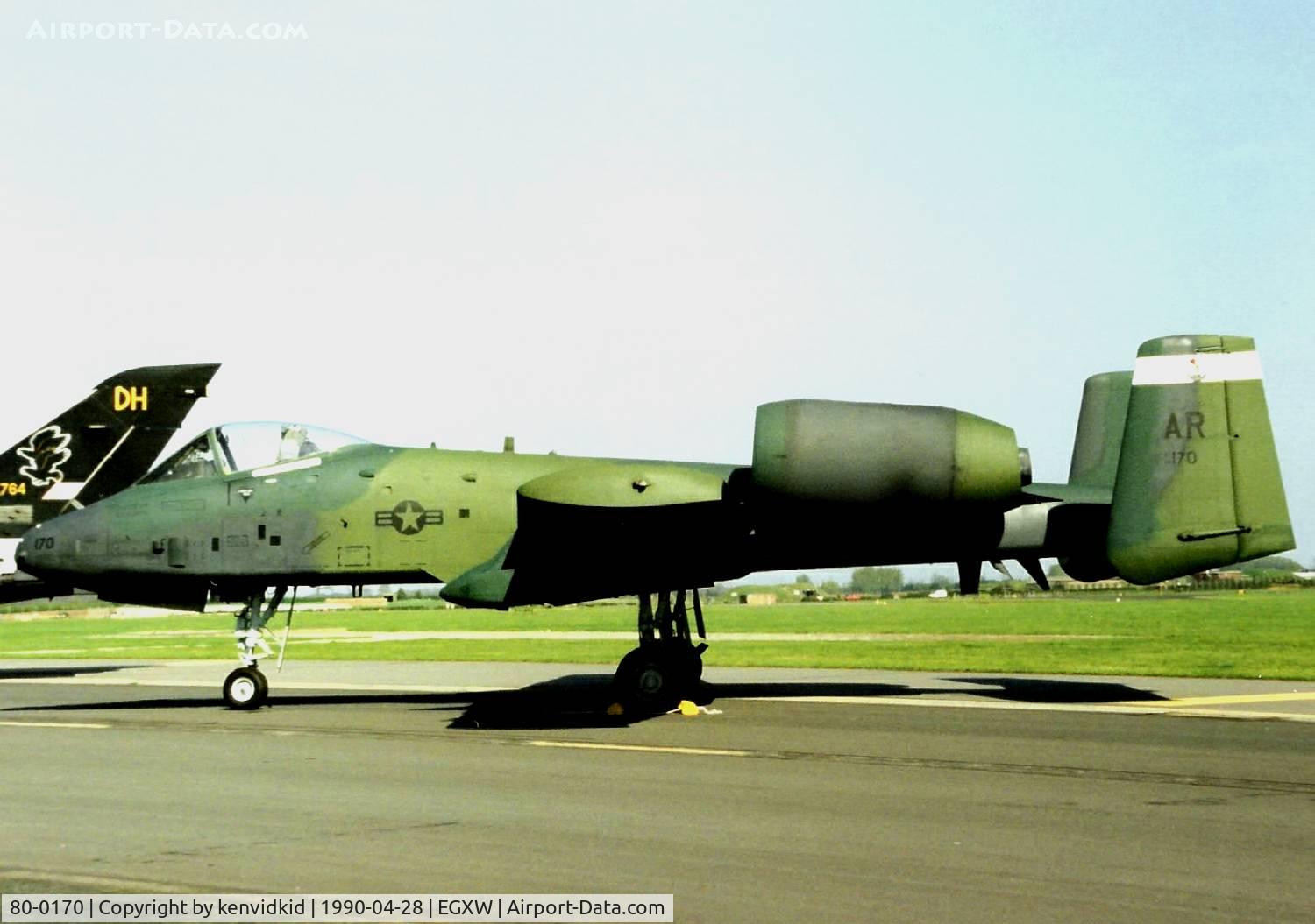 80-0170, 1980 Fairchild Republic A-10A Thunderbolt II C/N A10-0520, At the Waddington 1990 photocall.