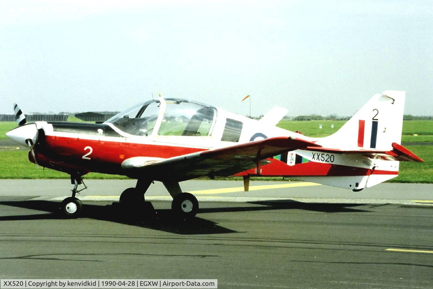 XX520, 1973 Scottish Aviation Bulldog T.1 C/N BH120/206, At the Waddington 1990 photocall.