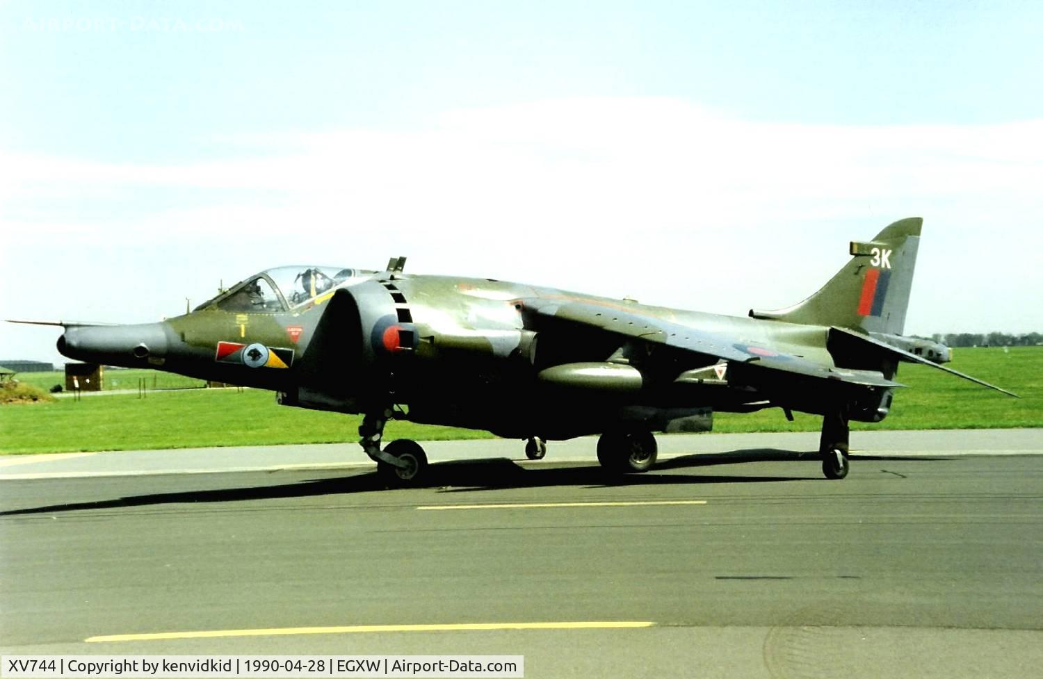 XV744, 1969 Hawker Siddeley Harrier GR.3 C/N 712007, At the Waddington 1990 photocall.