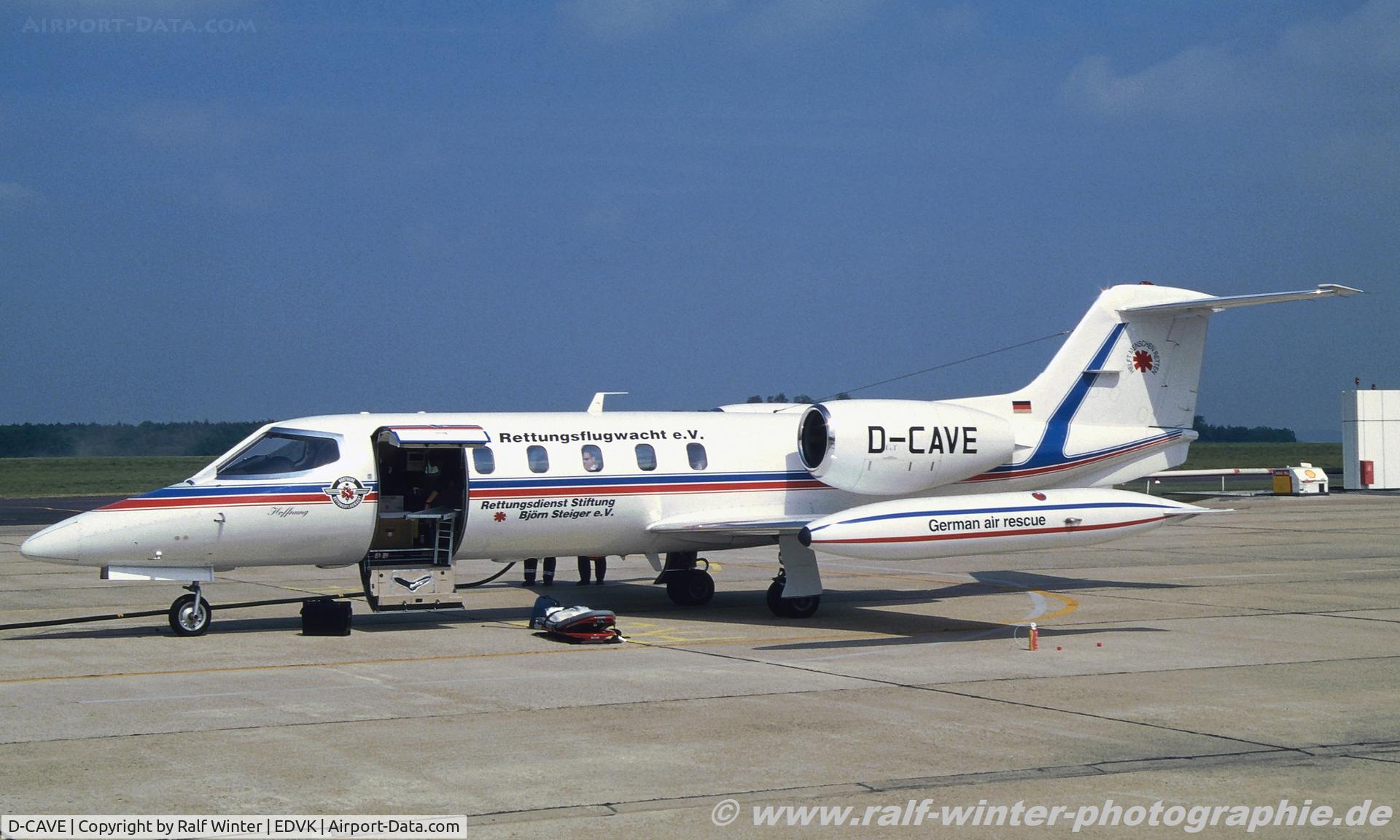 D-CAVE, 1982 Gates Learjet 35A C/N 35A-423, Gates Learjet 35A - 1l AMB Deutsche Rettungsflugwacht DRF scrapped 06.2013 - 35-423 - D-CAVE - EDVK - 1997