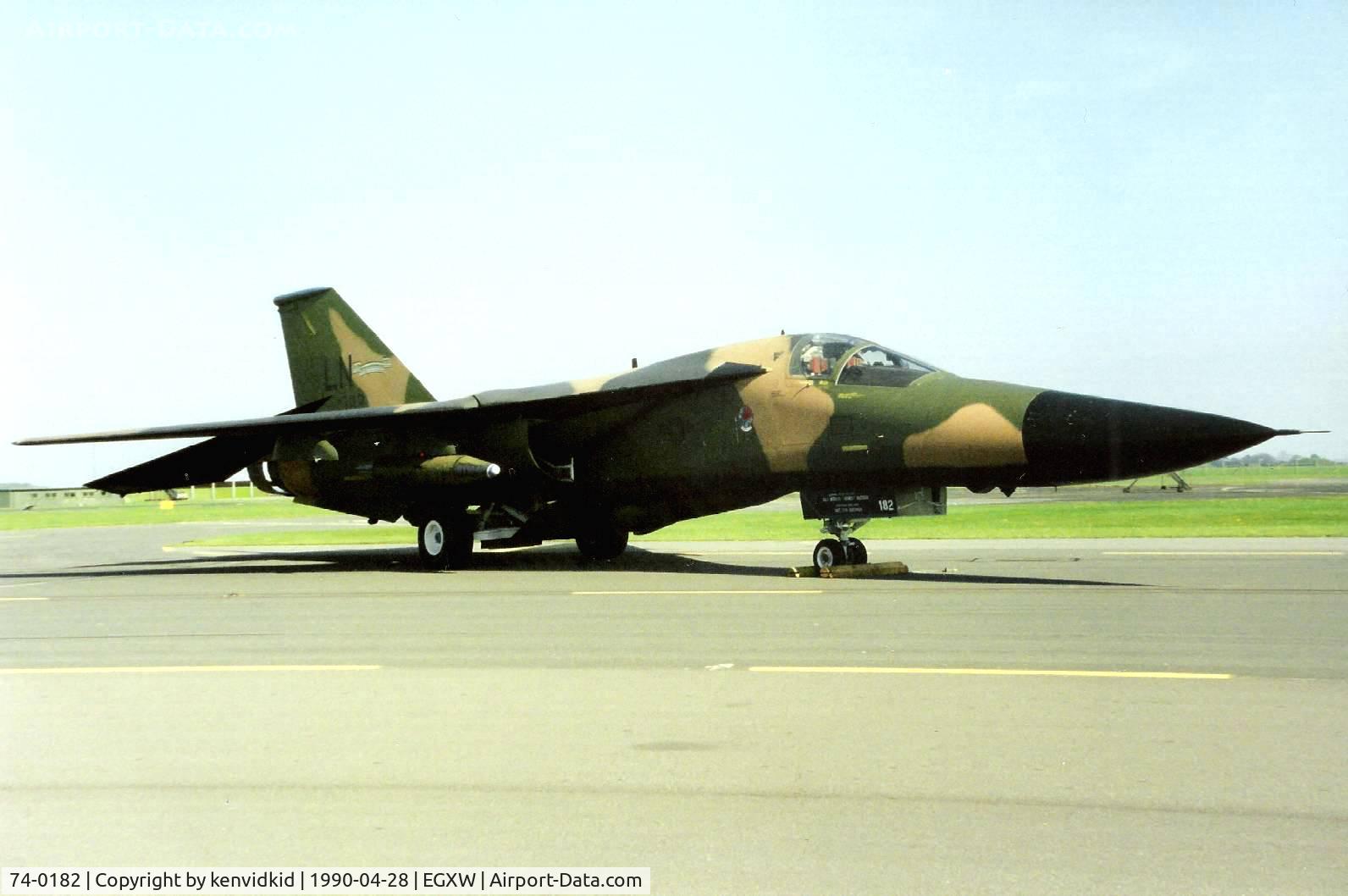 74-0182, 1974 General Dynamics F-111F Aardvark C/N E2-100, At the Waddington 1990 photocall.