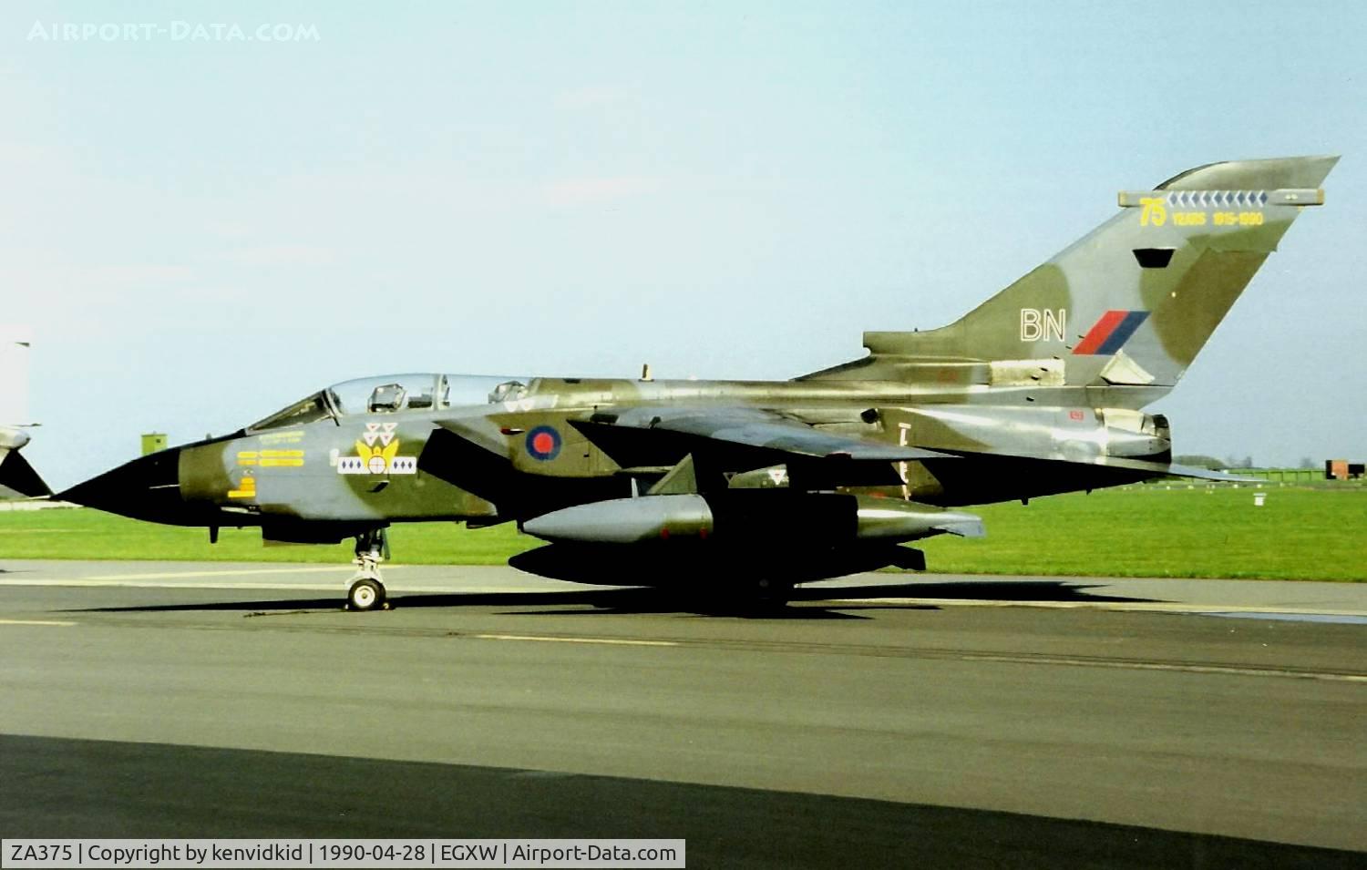 ZA375, 1982 Panavia Tornado GR.1 C/N 180/BS057/3089, At the Waddington 1990 photocall.