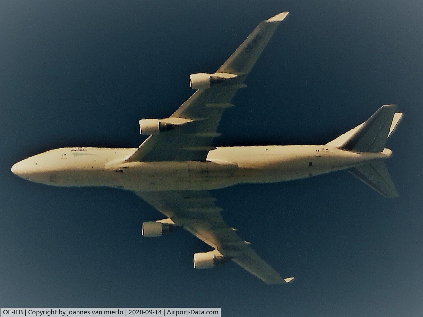 OE-IFB, 2003 Boeing 747-4B5F(ER) C/N 33516, Climbing out of Liège over Ghent
