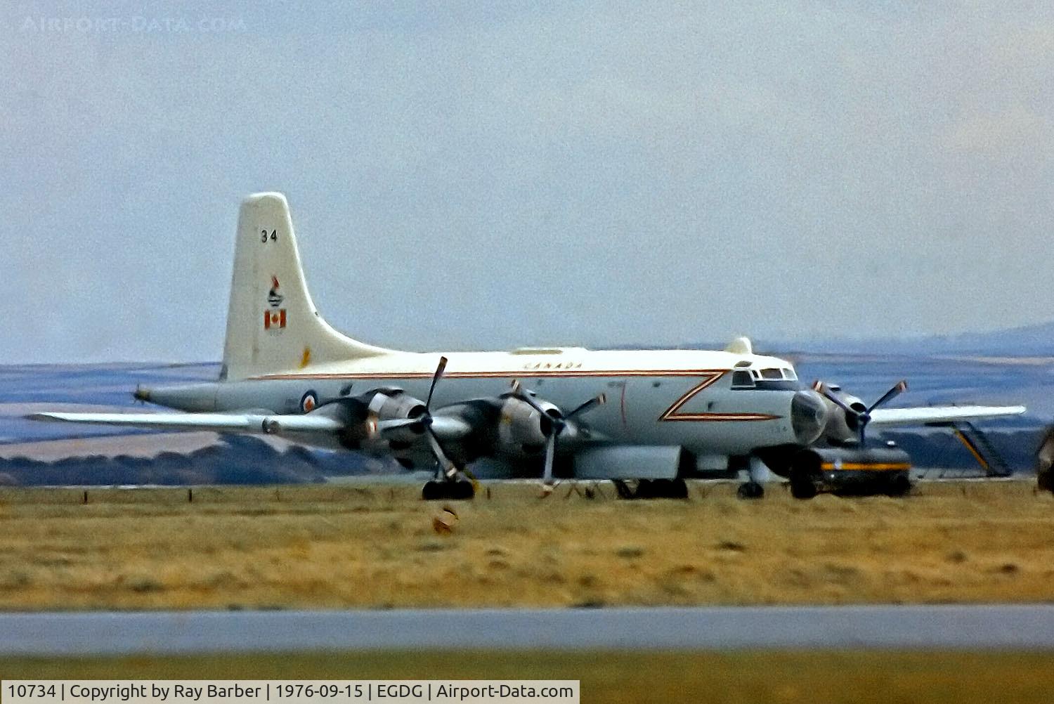 10734, Canadair CP-107 Argus 2 (CL-28-2) C/N 25, 10734   Canadair CL-28 Argus (CP-107) [25] (Canadian Armed Forces) RAF St Mawgan-Newquay~G 15/09/1976
