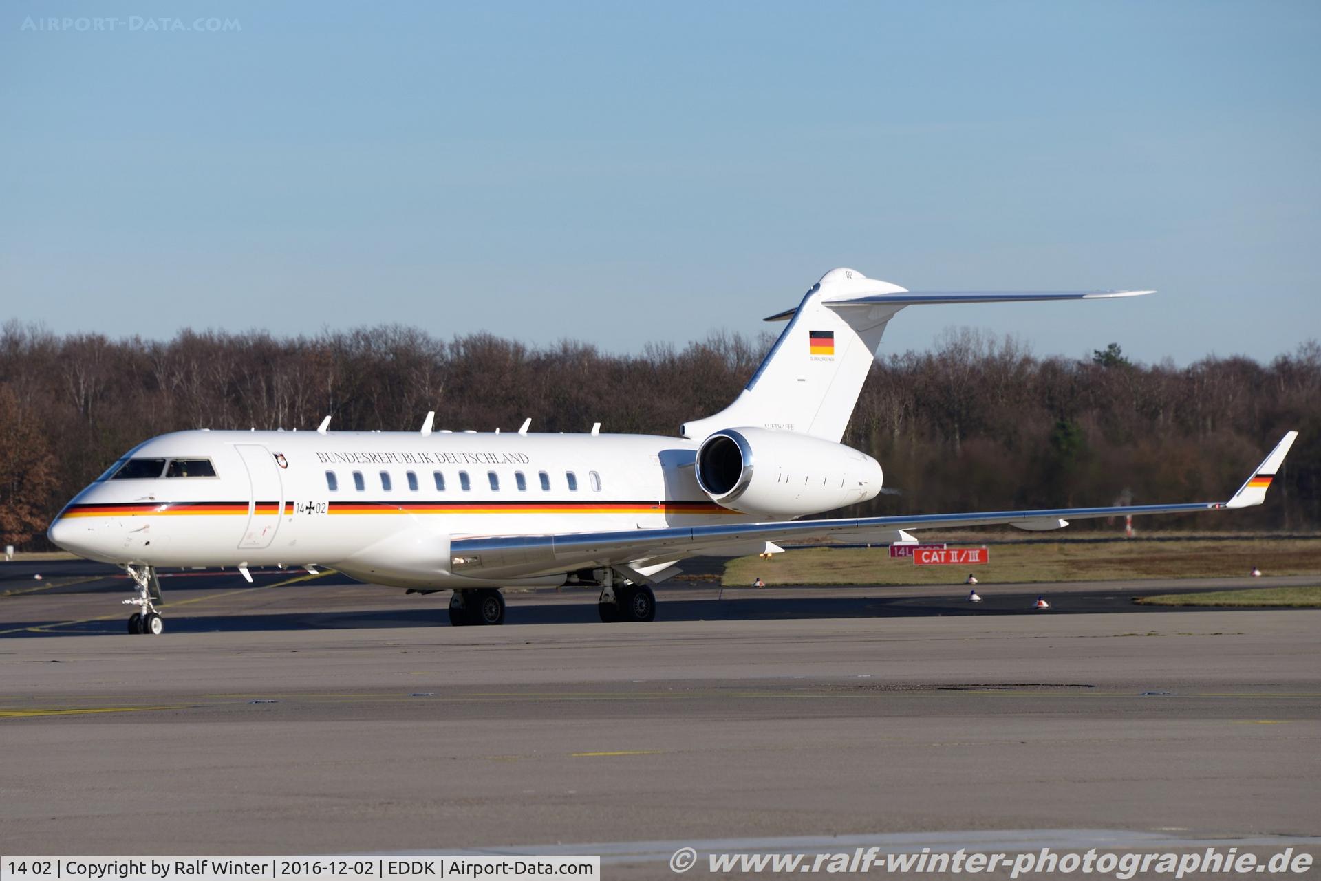 14 02, 2010 Bombardier BD-700-1A11 Global 5000 C/N 9404, Bombardier BD-700-1A11 Global 5000 - GAF German Air Force - 9404 - 14+02 - 02.12.2016 - CGN