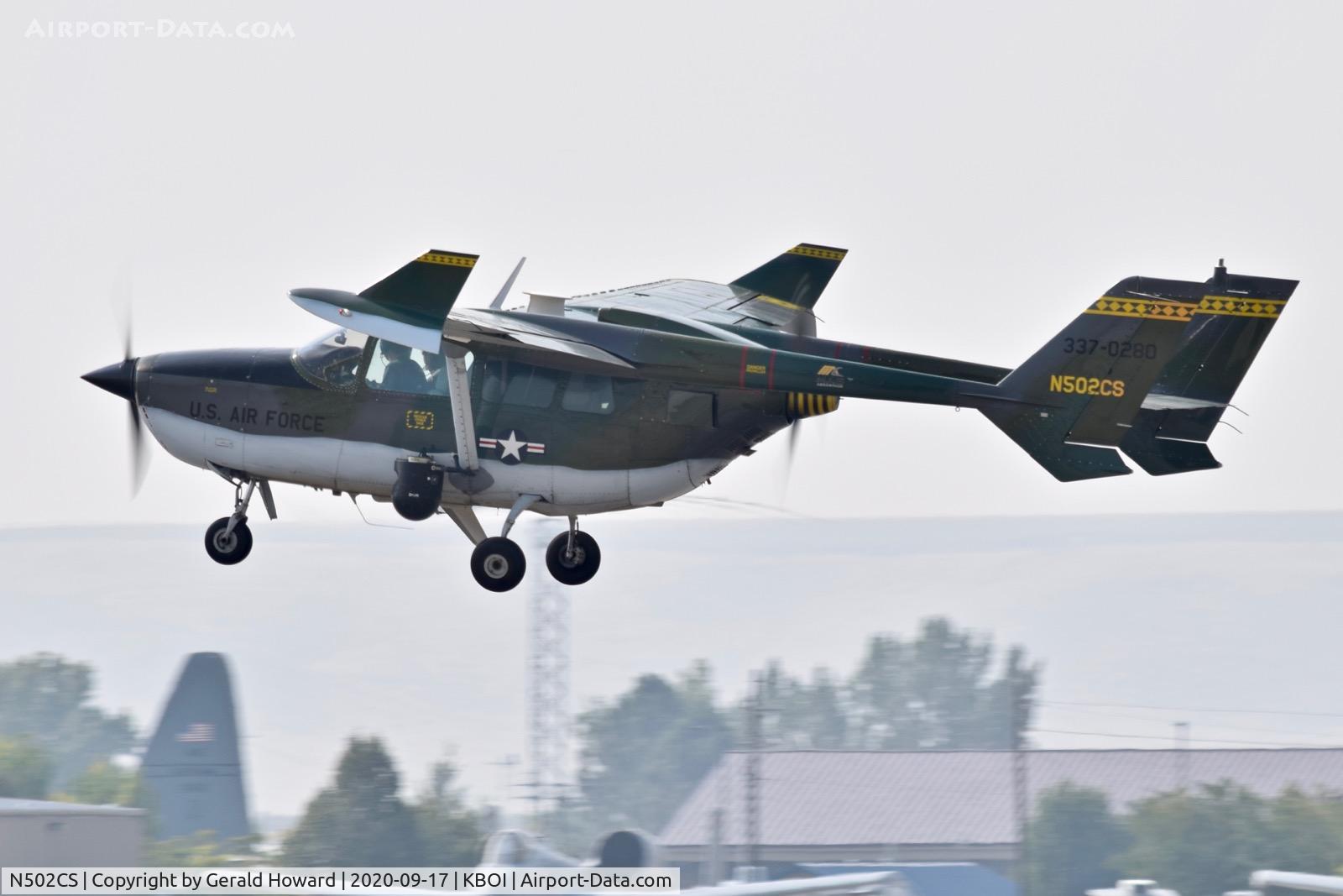N502CS, 1966 Cessna 337A Super Skymaster C/N 337-0280, Departing BOI.  1966 Cessna 337A, c/n 337-0280.