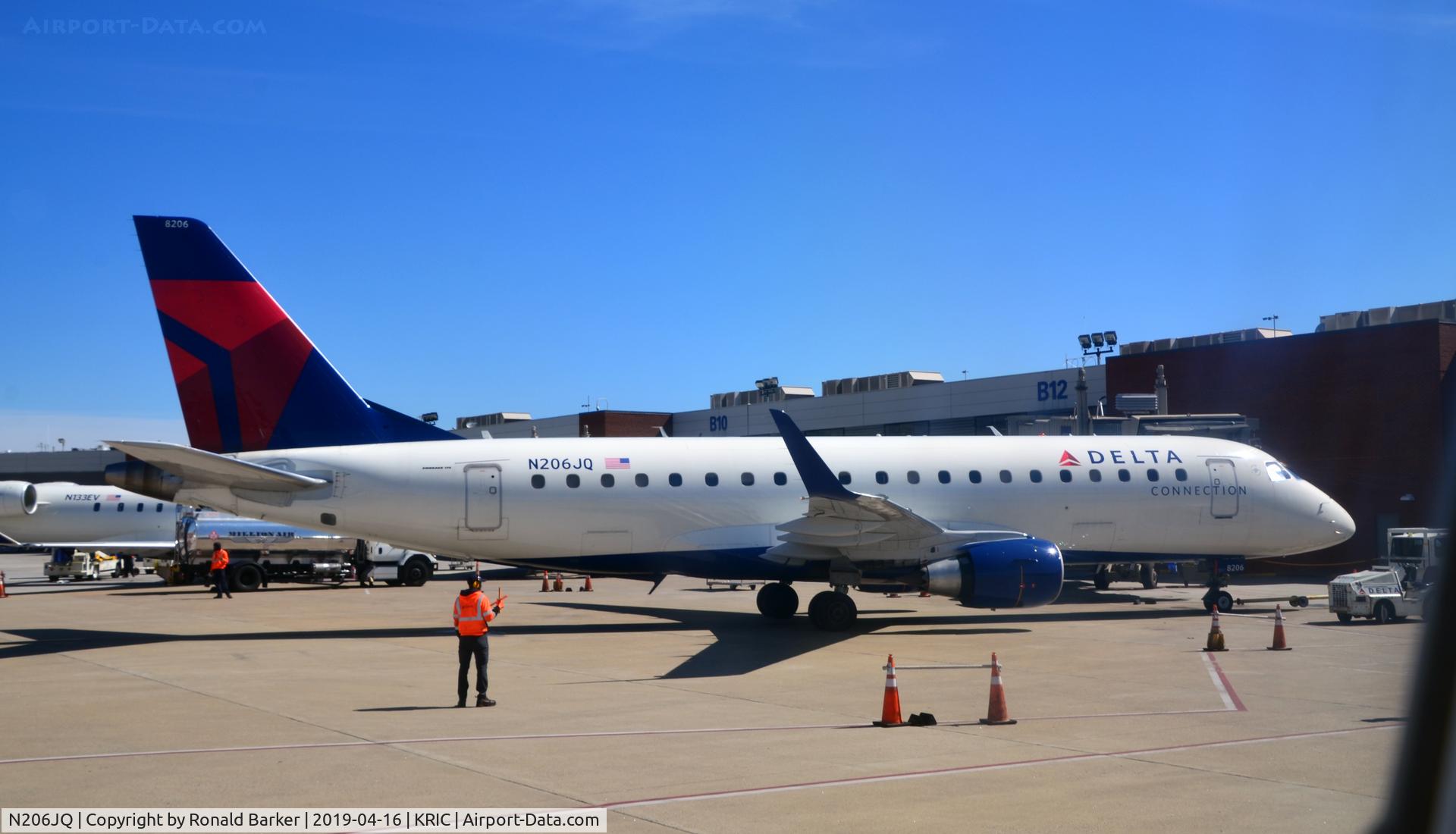 N206JQ, 2008 Embraer 175LR (ERJ-170-200LR) C/N 17000249, At the gate Richmond