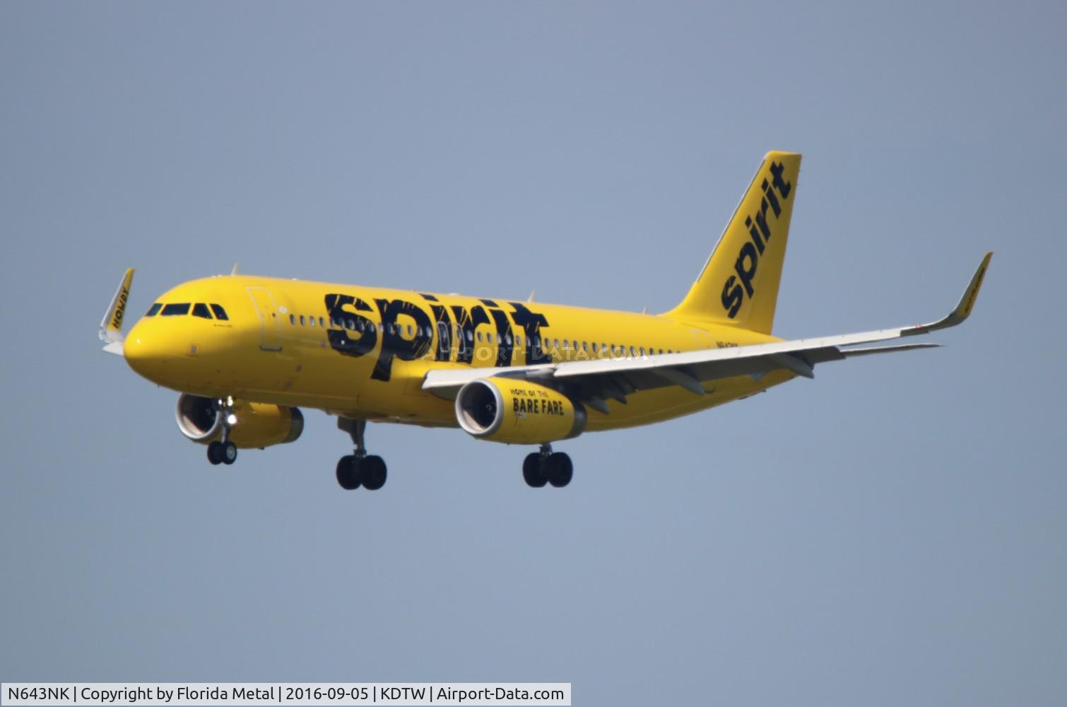 N643NK, 2015 Airbus A320-232 C/N 6616, DTW 2016