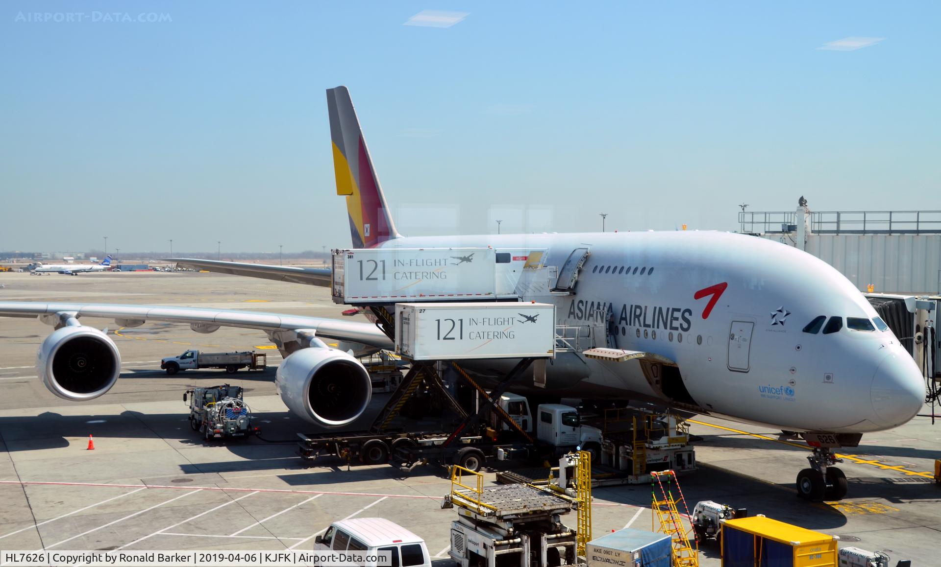 HL7626, 2013 Airbus A380-841 C/N 155, At the gate JFK
