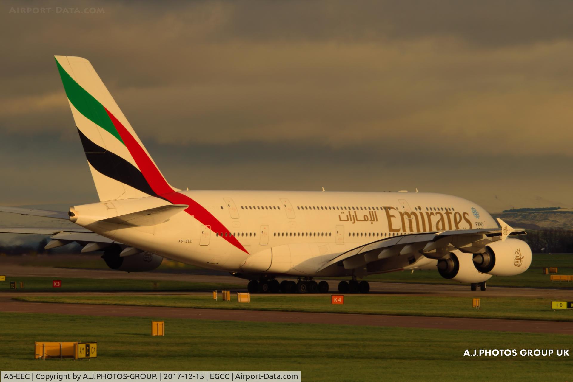 A6-EEC, 2012 Airbus A380-861 C/N 110, taxing out for take off