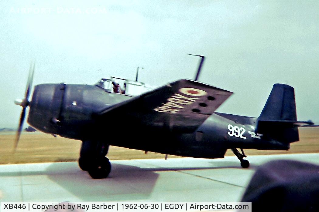 XB446, 1945 General Motors TBM-3S Avenger ECM.6B C/N 2241, XB446    Grumman TBM-3E Avenger ECM.6B [2241] (Ex Royal Air Force / Fleet Air Arm Museum) RNAS Yeovilton~G @ 30/06/1962