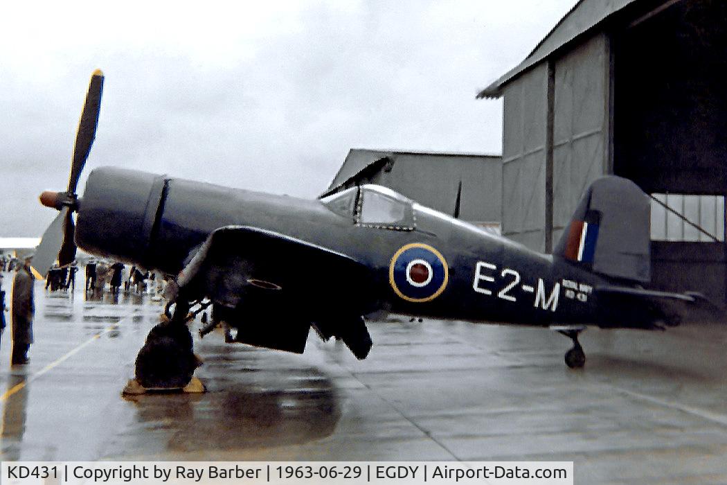 KD431, Goodyear FG-1D Corsair Mk.IV C/N 1871, KD431   Vought FG-1D Corsair IV [1871] (Royal Navy) RNAS Yeovilton~G 29/06/1963