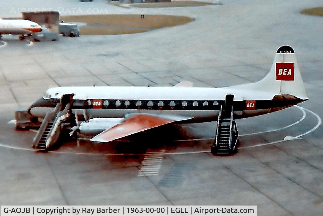G-AOJB, 1956 Vickers Viscount 802 C/N 151, G-AOJB   Vickers Viscount 802 [151] (British European Airways) Heathrow~G @ 1963. From a 3x3 pint