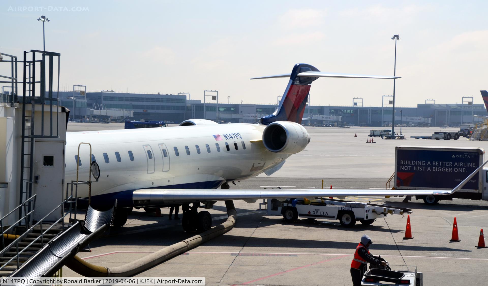 N147PQ, 2007 Bombardier CRJ-900ER (CL-600-2D24) C/N 15147, At the gate JFK