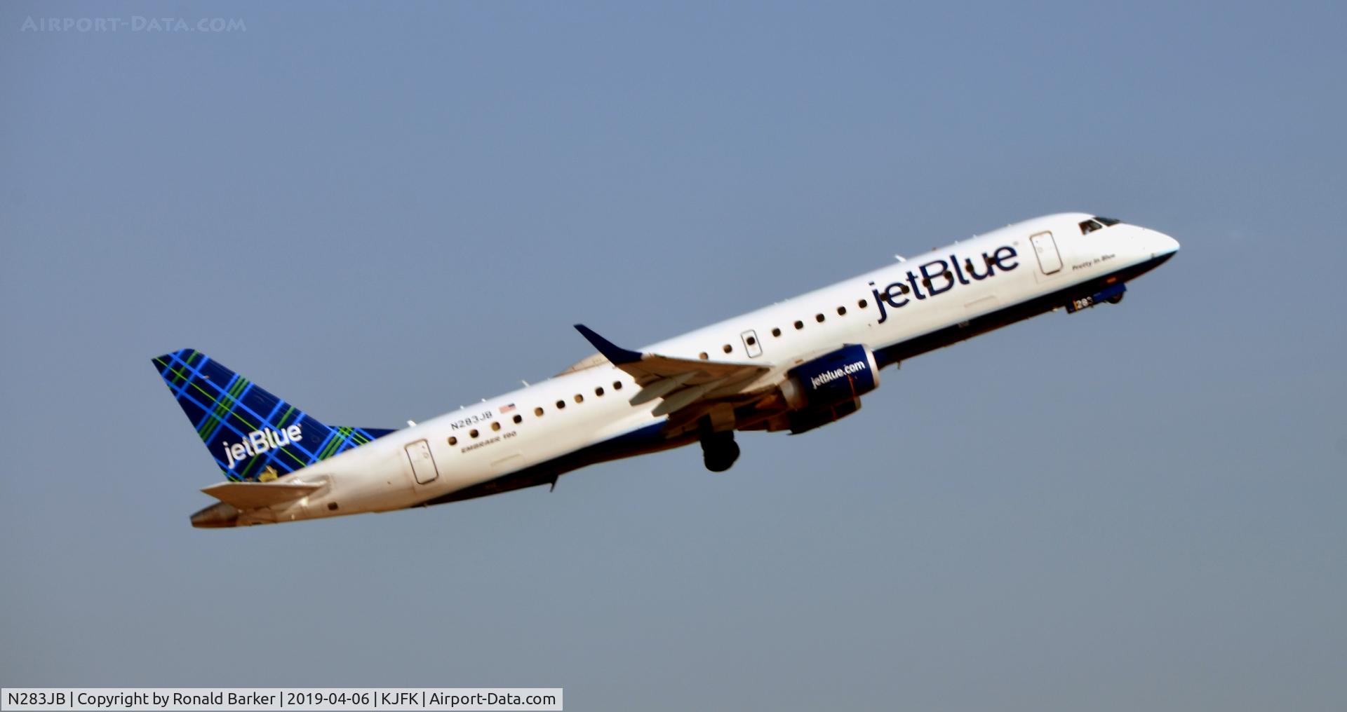N283JB, 2007 Embraer 190AR (ERJ-190-100IGW) C/N 19000125, Takeoff JFK