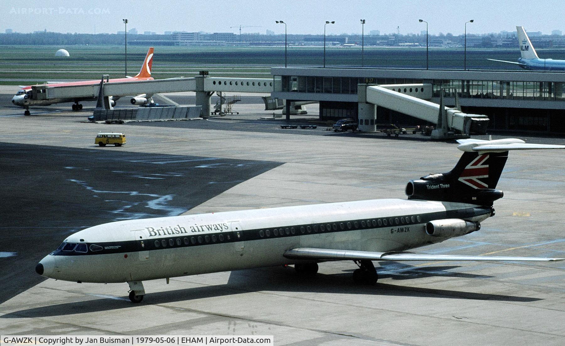 G-AWZK, 1971 Hawker Siddeley HS-121 Trident 3B-101 C/N 2312, British Airways, preserved Manchester Runway Viewing Park