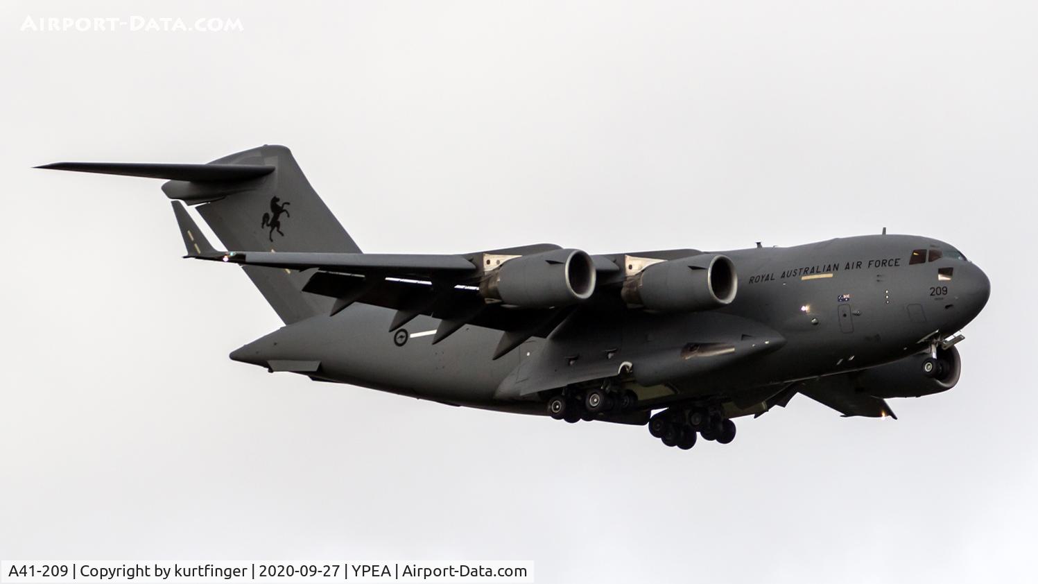 A41-209, 2008 Boeing C-17A Globemaster III C/N F-184, Boeing C-17A cn 50185 ln F-184.  Globemaster III RAAF A41-209  YPEA 27 September 2020.